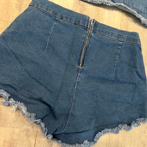 2pc Denim Bralette and Short Set - Picture 6 of 6